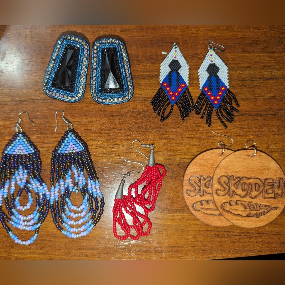 5 Pairs Authentic Native/Indigenous Hand Crafted Beaded Earrings